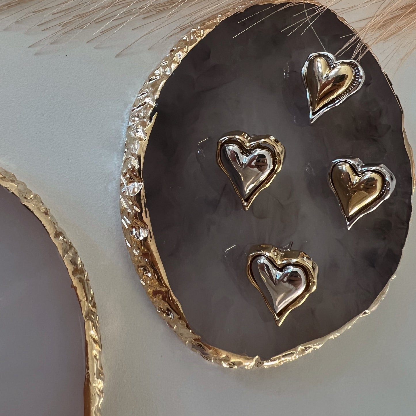 Boucles d'oreilles double coeur
