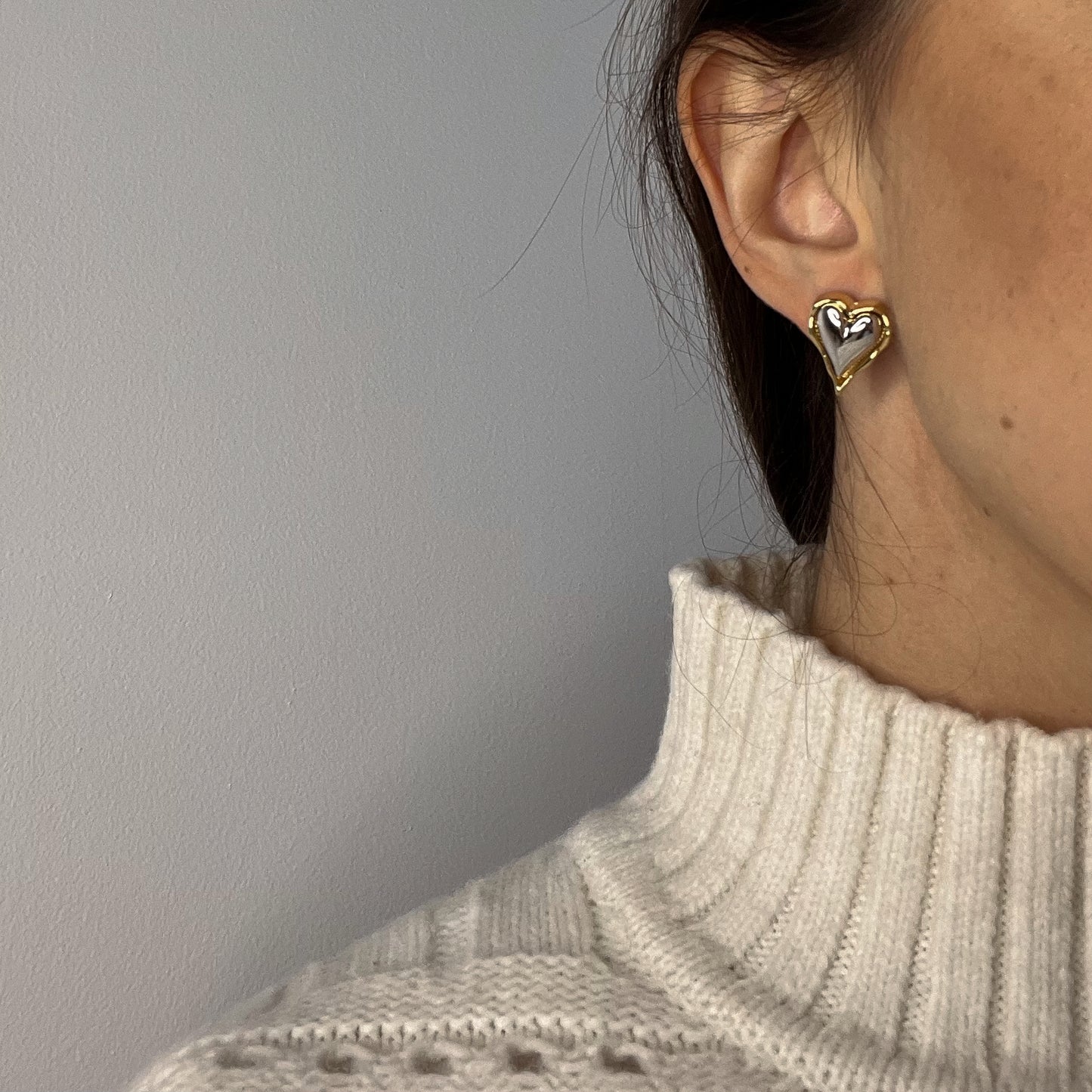 Boucles d'oreilles double coeur