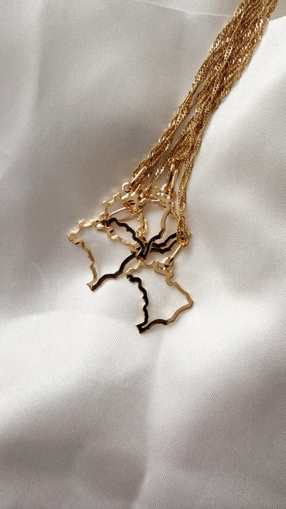 Brazil Map Contour Necklace